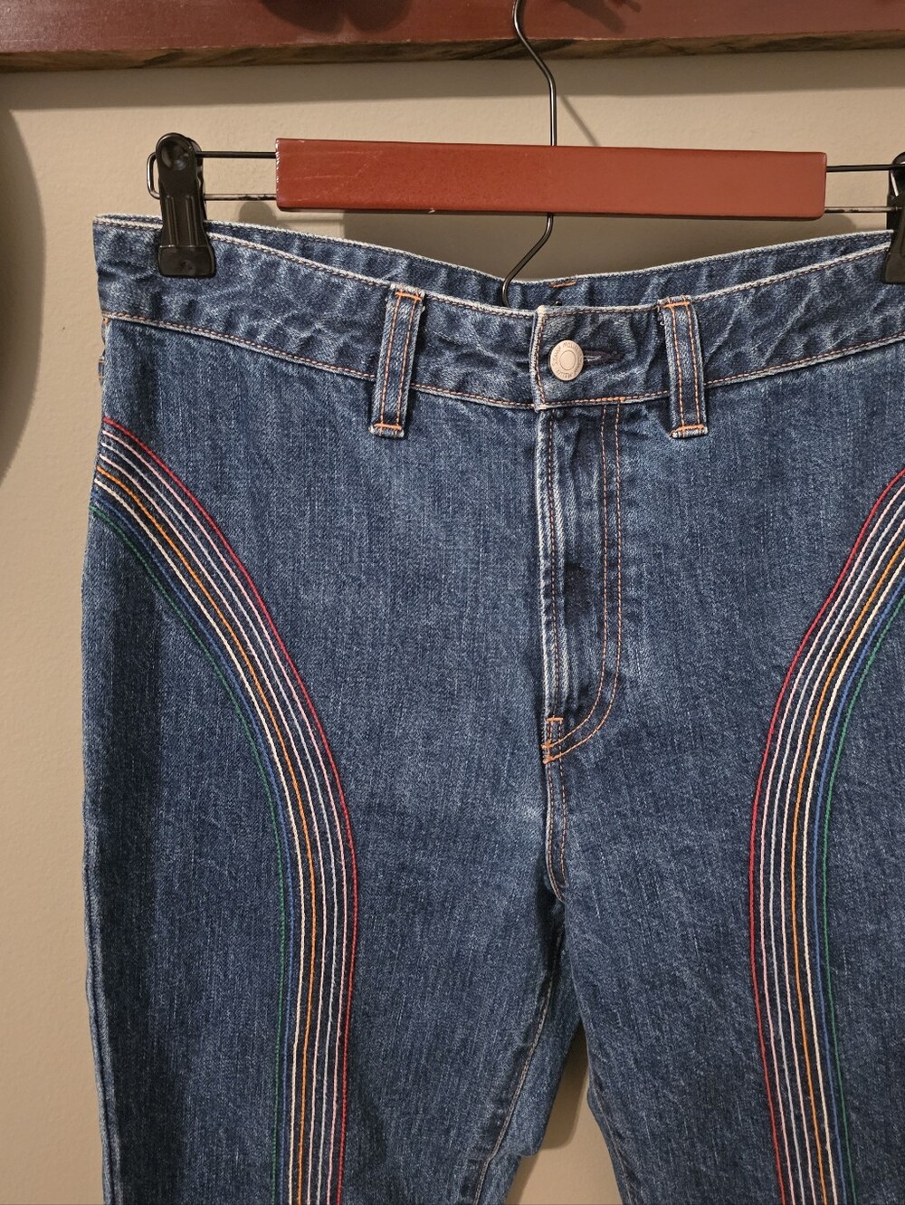 Simon Miller Striped Rainbow Blue Jeans Size 28 - Picture 6 of 15